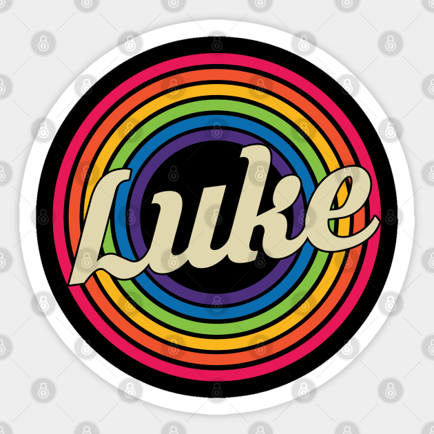 Luke - Retro Rainbow Style Sticker by MaydenArt